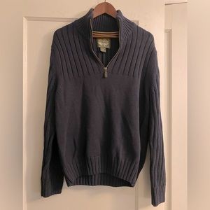 EDDIE BAUER Men’s Cotton 1/4 Zip Blue Pullover Knit Sweater